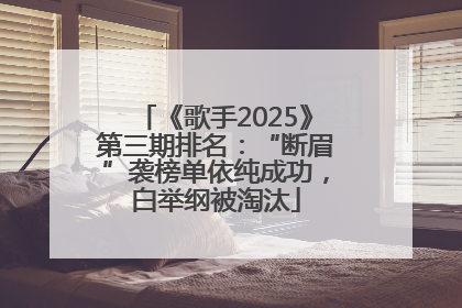 《歌手2025》第三期排名：“断眉”袭榜单依纯成功，白举纲被淘汰