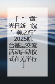 “‘徽’光日新‘皖’美之行”2025皖台基层交流活动启动仪式在芜举行