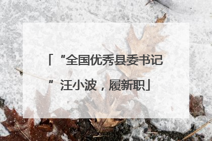 “全国优秀县委书记”汪小波，履新职
