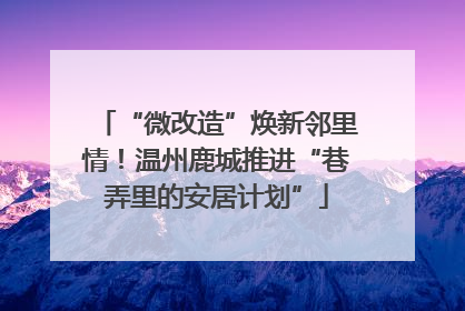 “微改造”焕新邻里情！温州鹿城推进“巷弄里的安居计划”