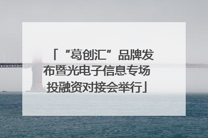 “葛创汇”品牌发布暨光电子信息专场投融资对接会举行