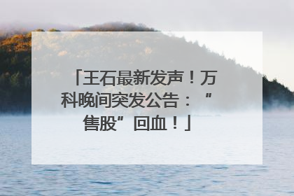 王石最新发声！万科晚间突发公告：“售股”回血！