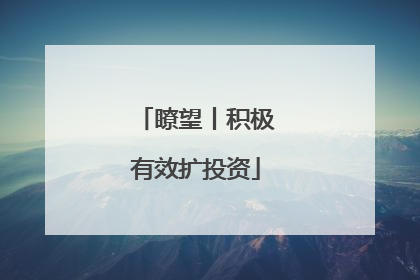 瞭望丨积极有效扩投资