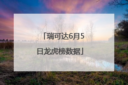 瑞可达6月5日龙虎榜数据