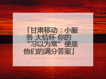 甘肃移动：小服务 大情怀 你的“习以为常”便是他们的满分答案