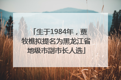 生于1984年，贾牧樵拟提名为黑龙江省地级市副市长人选