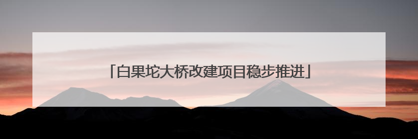 白果坨大桥改建项目稳步推进
