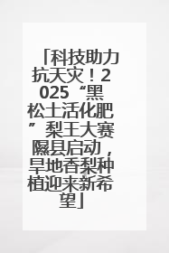 科技助力抗天灾！2025“黑松土活化肥”梨王大赛隰县启动，旱地香梨种植迎来新希望