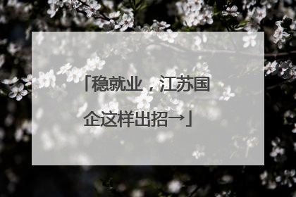 稳就业，江苏国企这样出招→