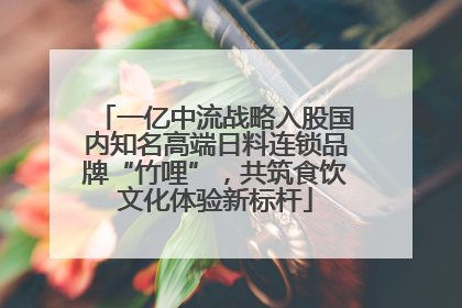 一亿中流战略入股国内知名高端日料连锁品牌“竹哩”，共筑食饮文化体验新标杆