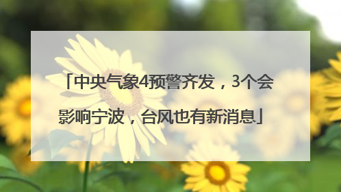中央气象4预警齐发，3个会影响宁波，台风也有新消息