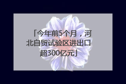 今年前5个月，河北自贸试验区进出口超300亿元