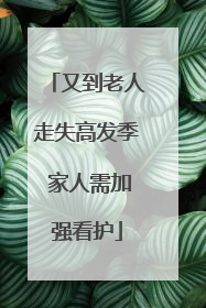又到老人走失高发季 家人需加强看护
