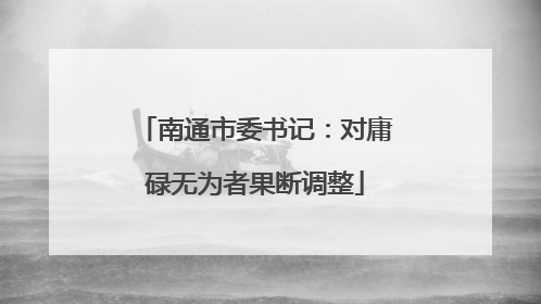 南通市委书记：对庸碌无为者果断调整