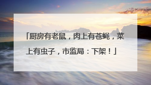 厨房有老鼠，肉上有苍蝇，菜上有虫子，市监局：下架！