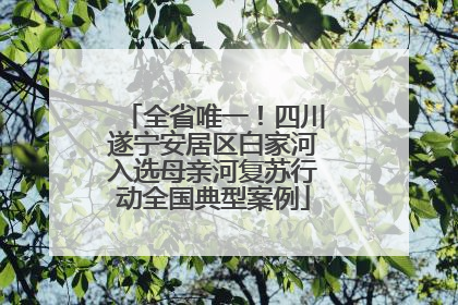 全省唯一！四川遂宁安居区白家河入选母亲河复苏行动全国典型案例