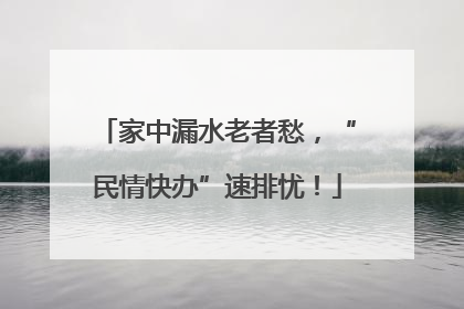 家中漏水老者愁，“民情快办”速排忧！