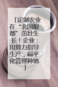 定制农业在“北国粮都”茁壮生长！企业：用算力指导生产，扁平化管理种地