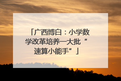广西博白：小学数学改革培养一大批“速算小能手”