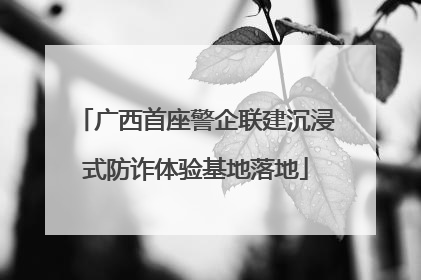 广西首座警企联建沉浸式防诈体验基地落地