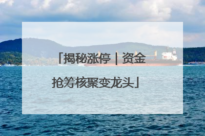 揭秘涨停｜资金抢筹核聚变龙头