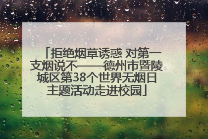 拒绝烟草诱惑 对第一支烟说不——德州市暨陵城区第38个世界无烟日主题活动走进校园