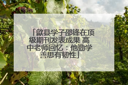 歙县学子邵锋在顶级期刊发表成果 高中老师回忆：他勤学善思有韧性
