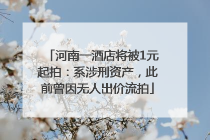 河南一酒店将被1元起拍：系涉刑资产，此前曾因无人出价流拍