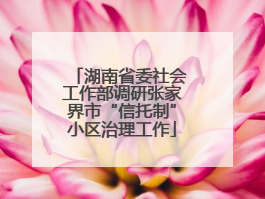 湖南省委社会工作部调研张家界市“信托制”小区治理工作