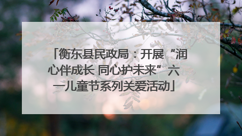 衡东县民政局：开展“润心伴成长 同心护未来”六一儿童节系列关爱活动