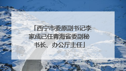 西宁市委原副书记李家成已任青海省委副秘书长、办公厅主任