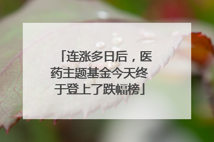 连涨多日后，医药主题基金今天终于登上了跌幅榜