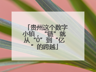 贵州这个数字小镇，“链”就从“0”到“亿”的跨越