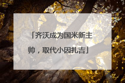 齐沃成为国米新主帅，取代小因扎吉