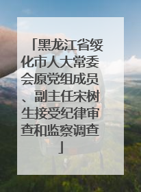 黑龙江省绥化市人大常委会原党组成员、副主任宋树生接受纪律审查和监察调查